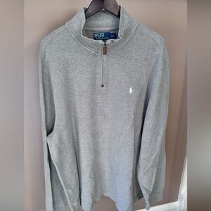 POLO RALPH LAUREN VNTG Mens Pullover 1/4 Zip French Rib Cotton Sweater